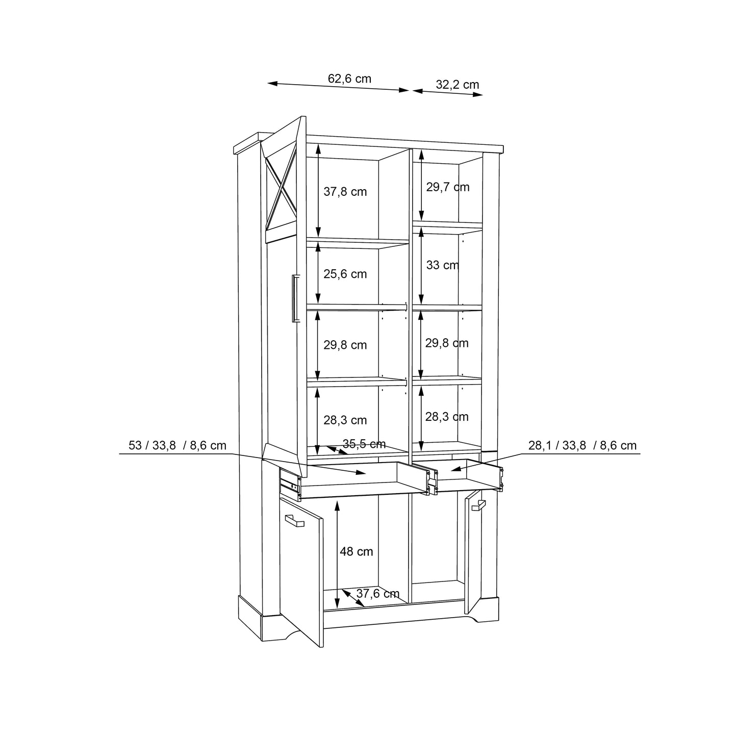 Вітрина Rockhampton Forte 108.2x206.2x42.0 (RHPV721L-D43)