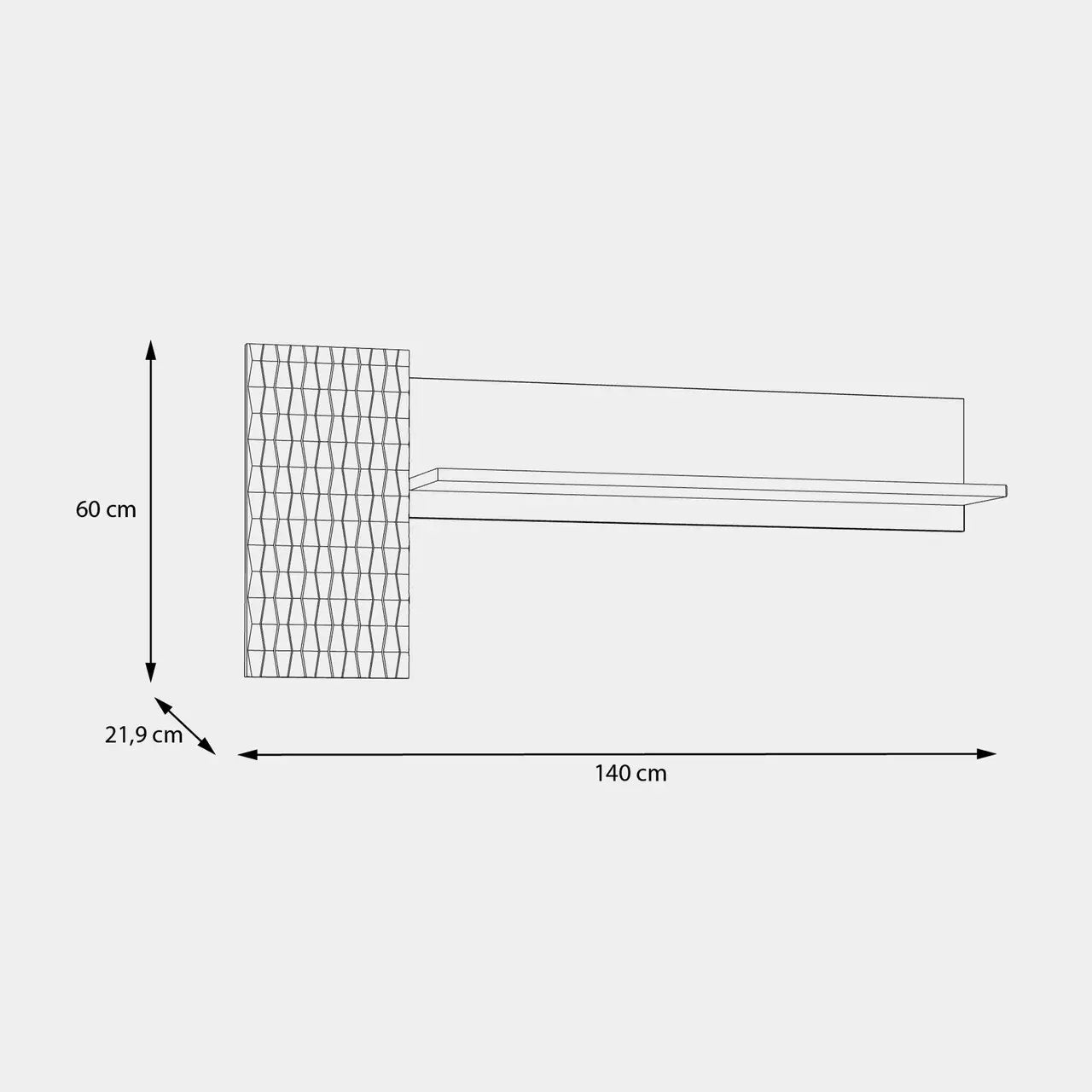 Настінна полиця з рифленням FIXSMILE Forte 140x60x21.9 (FXSB01-M838)