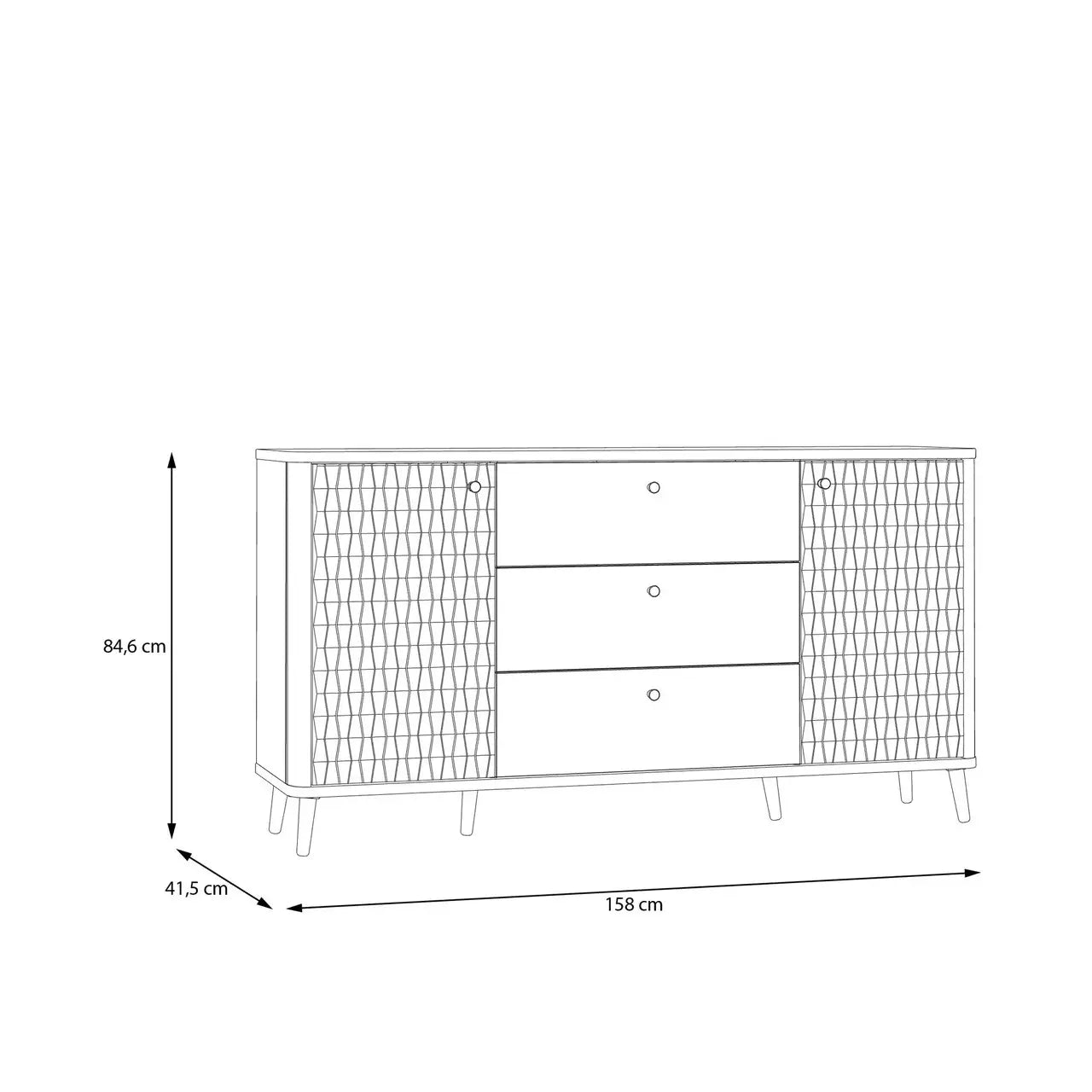 Комод рифлений з шухлядами FIXSMILE Forte 158x52.6x84.6 (FXSK231-M838)