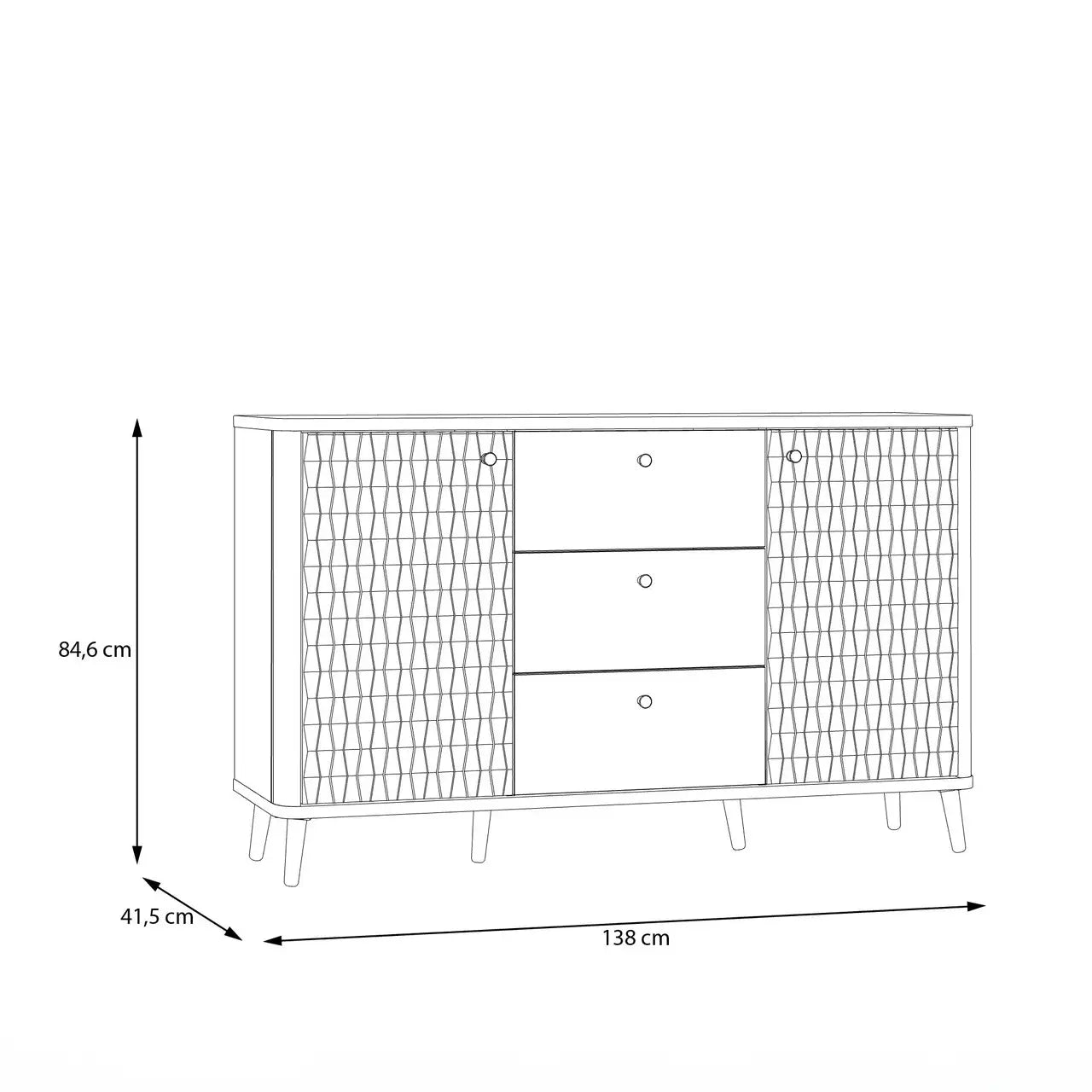 Комод рифлений з шухлядами FIXSMILE Forte 138x84.6x41.5 (FXSK232-M838)