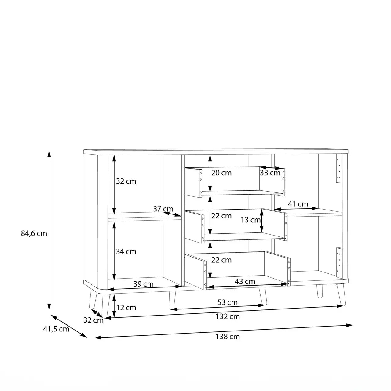 Комод рифлений з шухлядами FIXSMILE Forte 138x84.6x41.5 (FXSK232-M838)