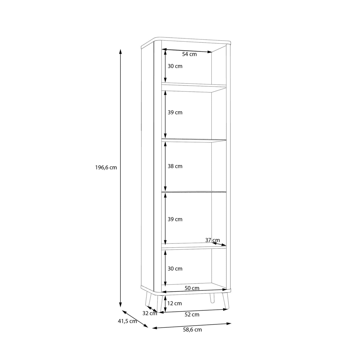 Вітрина рифлена вузька FIXSMILE Forte 58.6x196.6x41.5 (FXSV711L-M838)