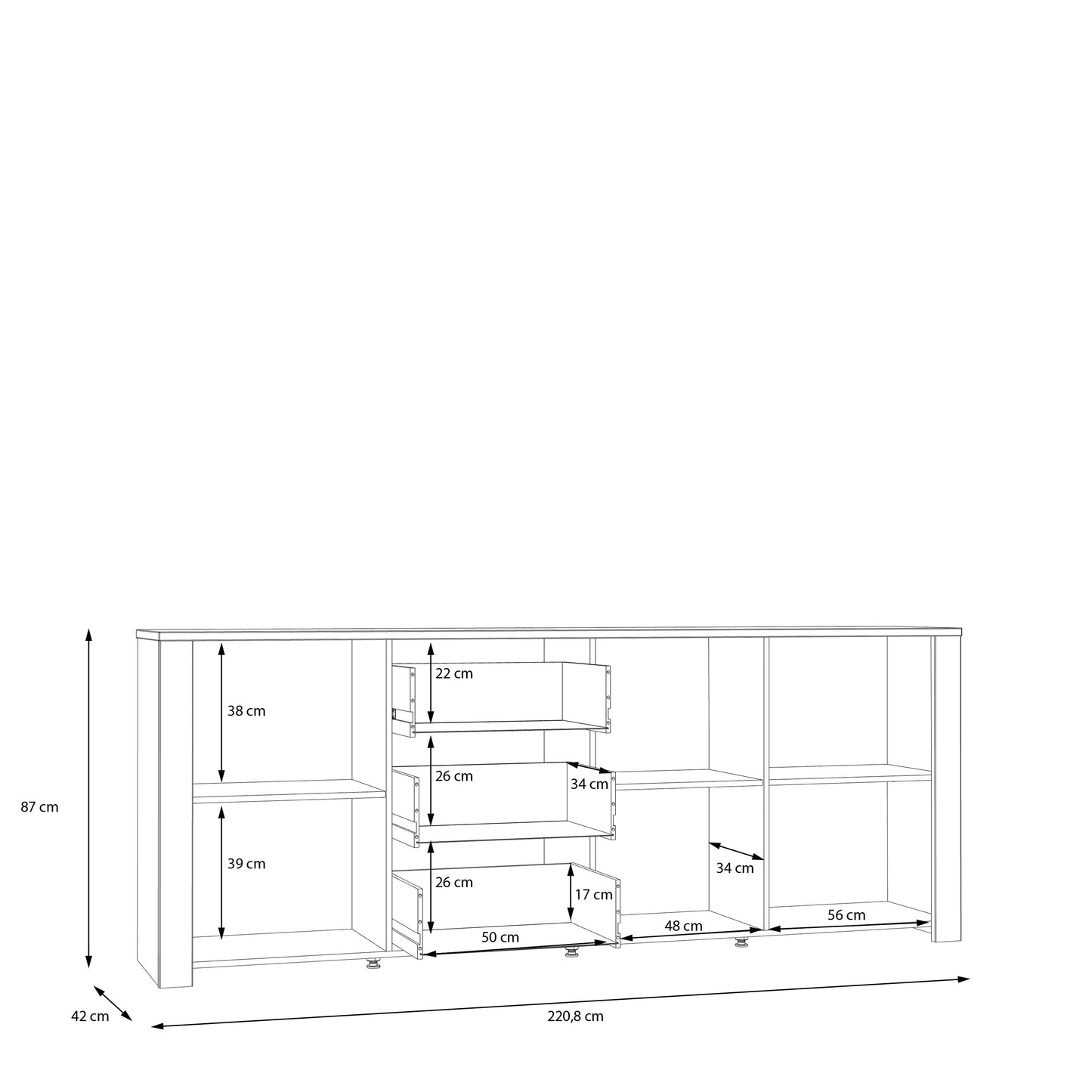 Комод BOHOL Forte 220.8x87.0x42.0 (BHLK241R-M478)