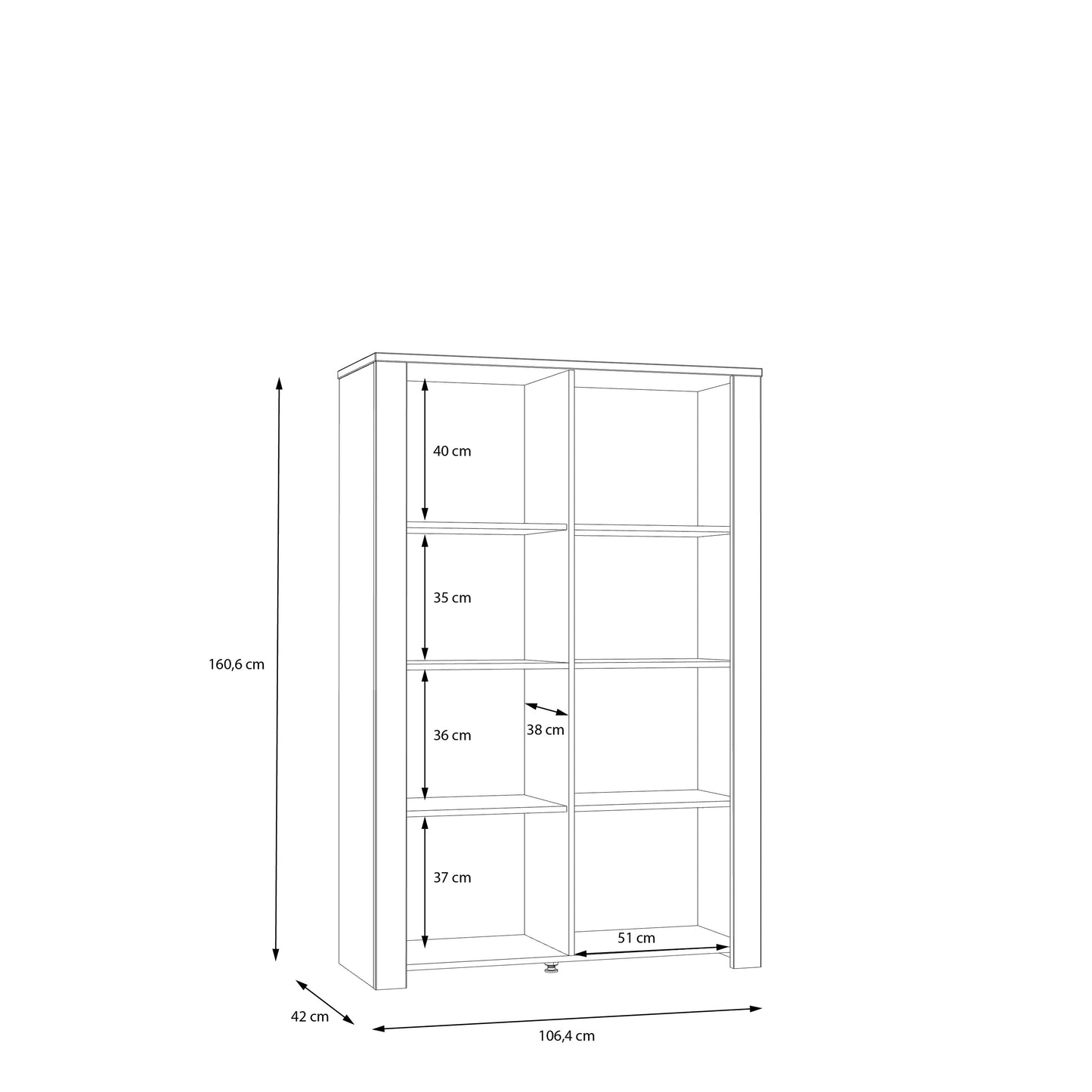 Шафа-вітрина BOHOL Forte 106.4x160.6x42.0 (BHLV621-M478)