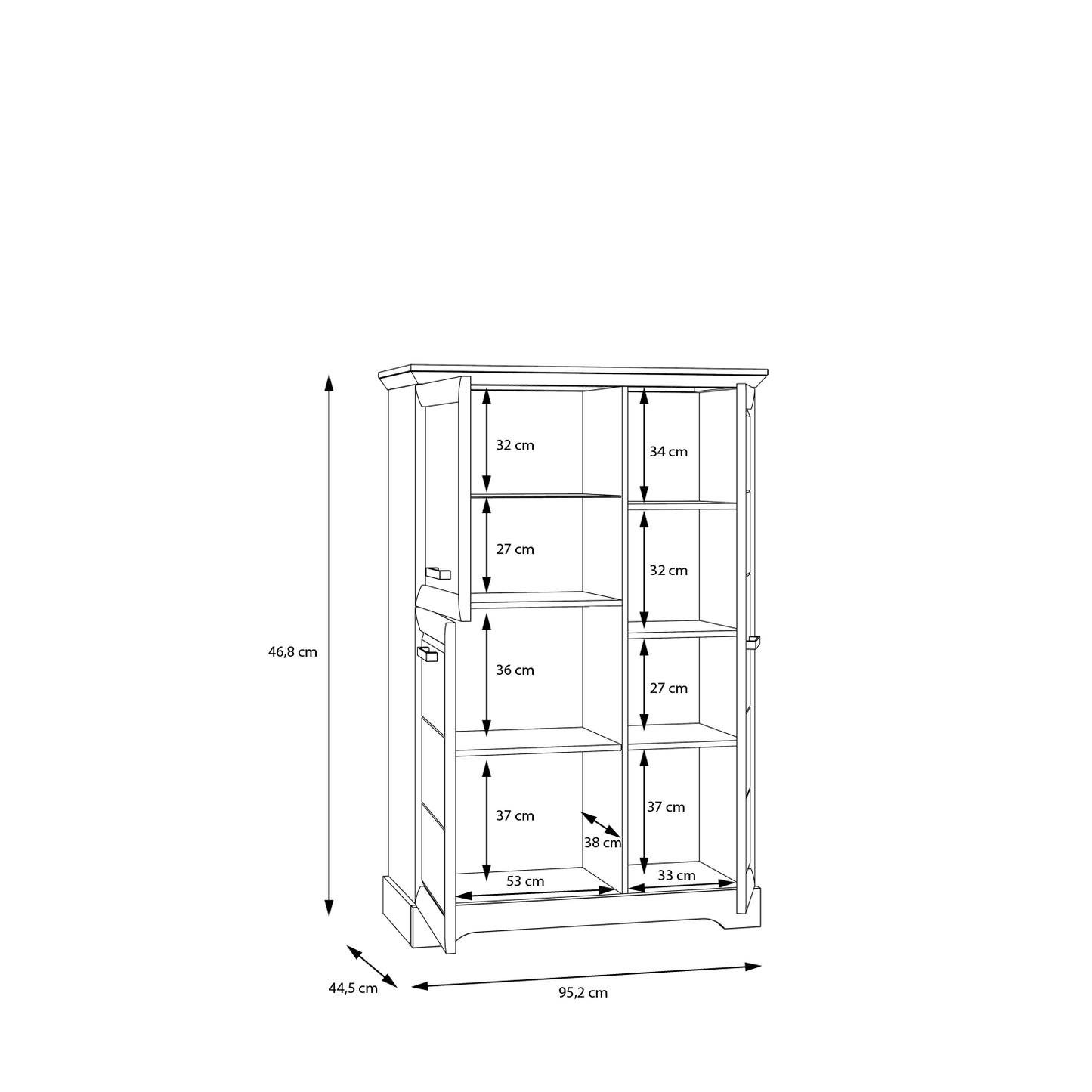 Шафа-вітрина CORTELLA Forte 95.2x146.8x44.5 (CHXV4211L-S24)