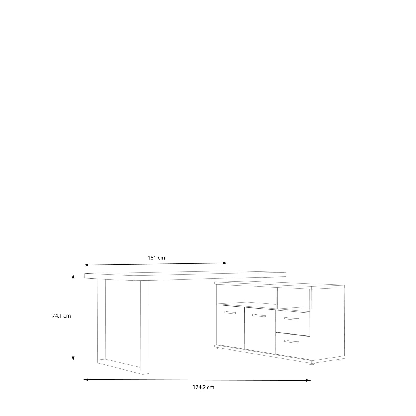 Робочий стіл KEFLAVIK Forte 181.0x74.1x124.2 (KFLB141-C881)