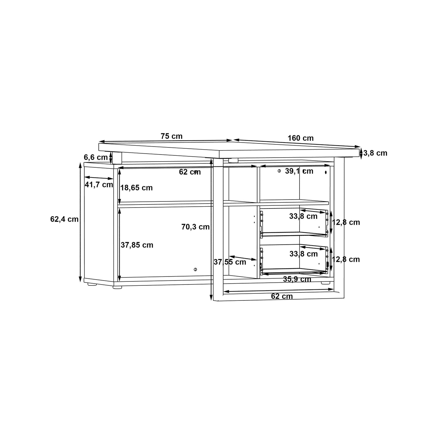 Робочий стіл KEFLAVIK Forte 181.0x74.1x124.2 (KFLB141-C881)