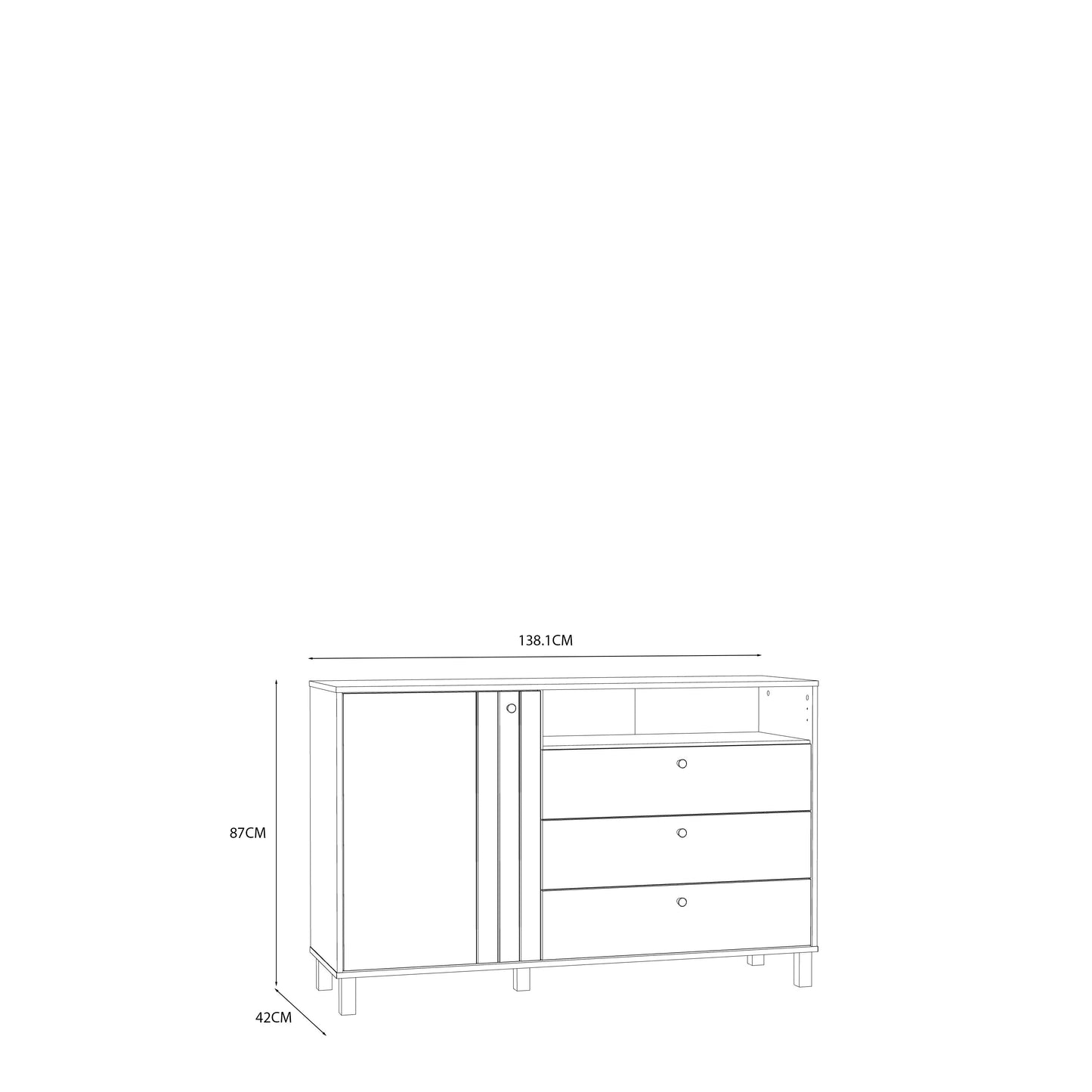 Комод Killarney Forte 138,1x41,5x87 (KQLK222L-M802)