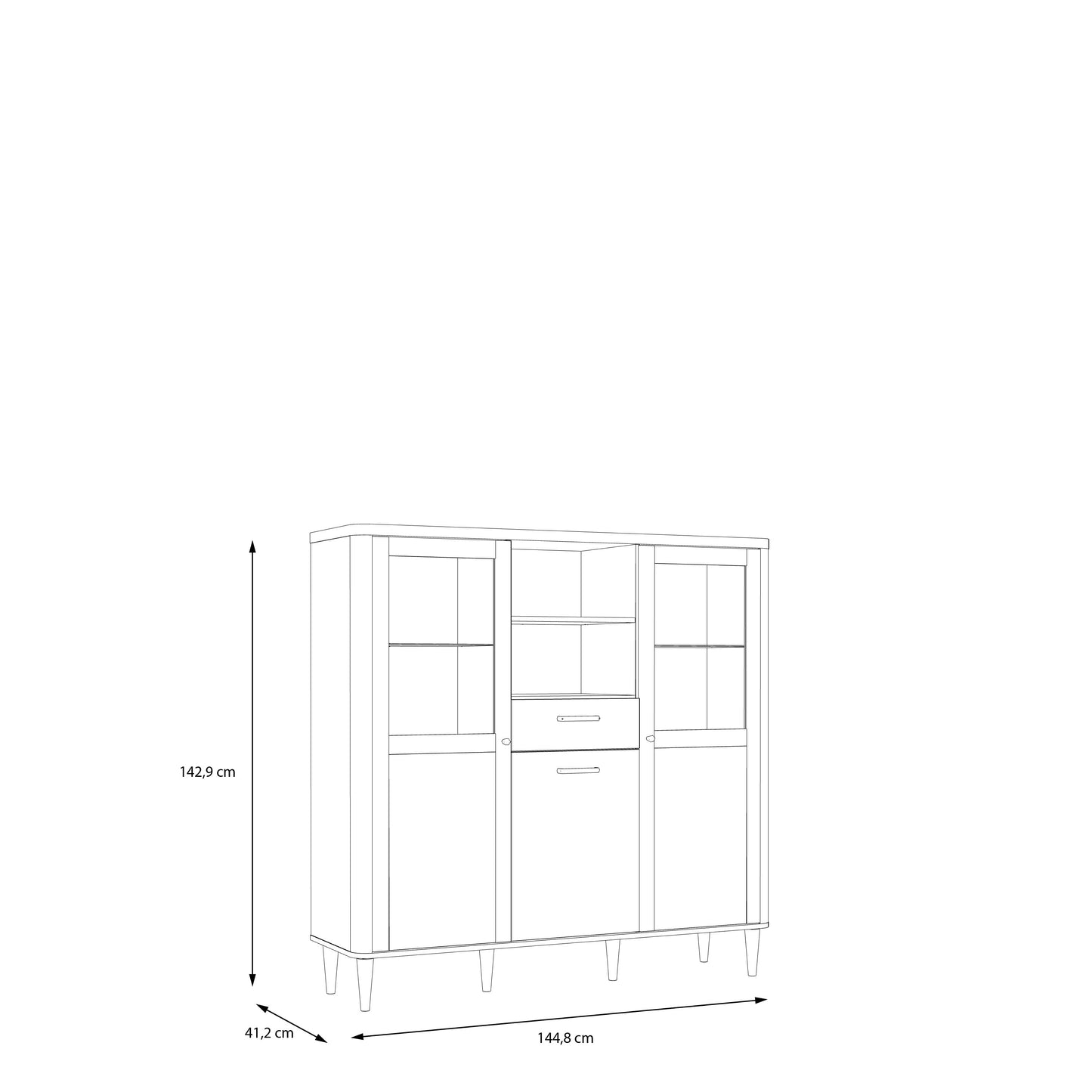 Шафа-вітрина LACETTI Forte 144.8x142.9x41.2 (LCTV433-M861)