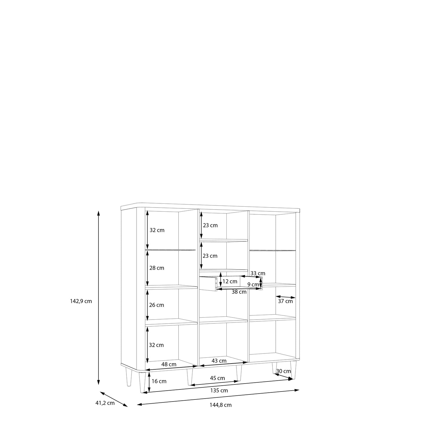 Шафа-вітрина LACETTI Forte 144.8x142.9x41.2 (LCTV433-M861)