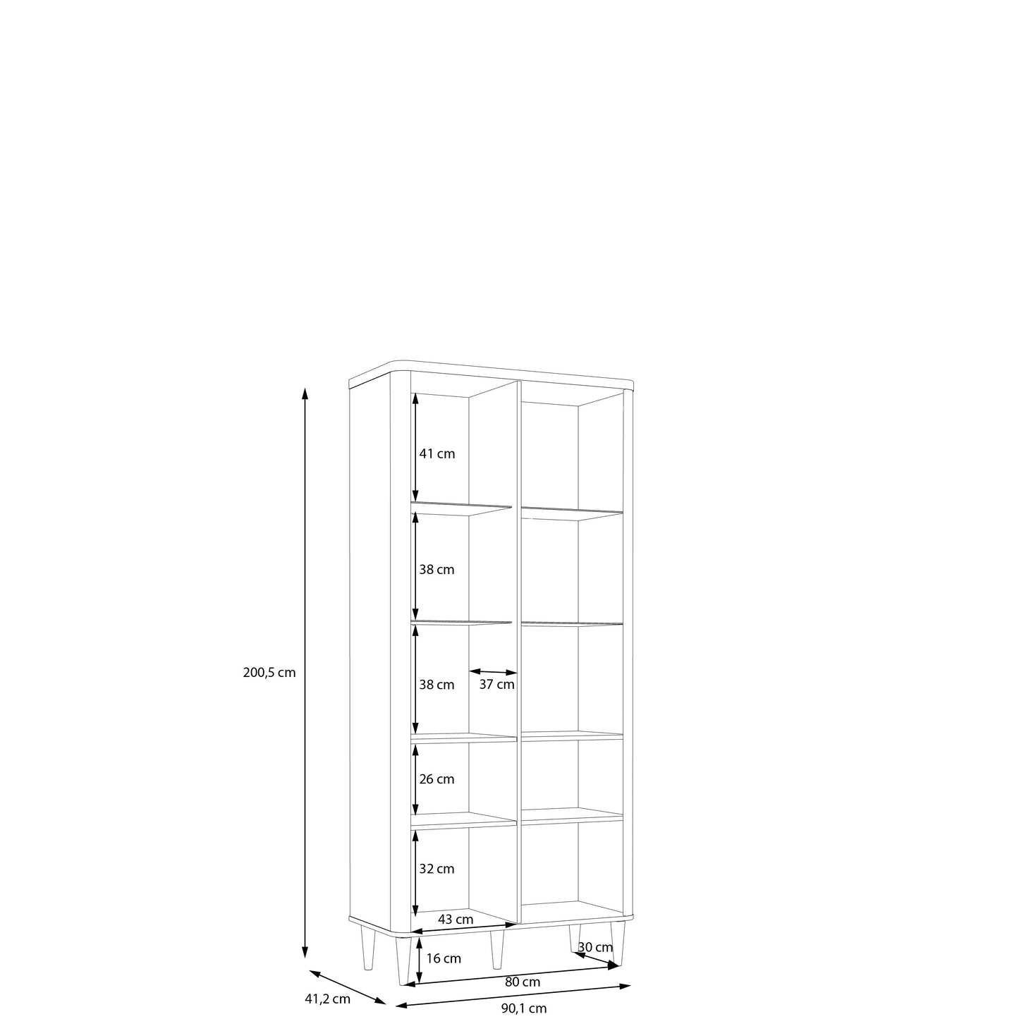 Шафа-вітрина LACETTI Forte 90.1x200.5x41.2 (LCTV722-M861)