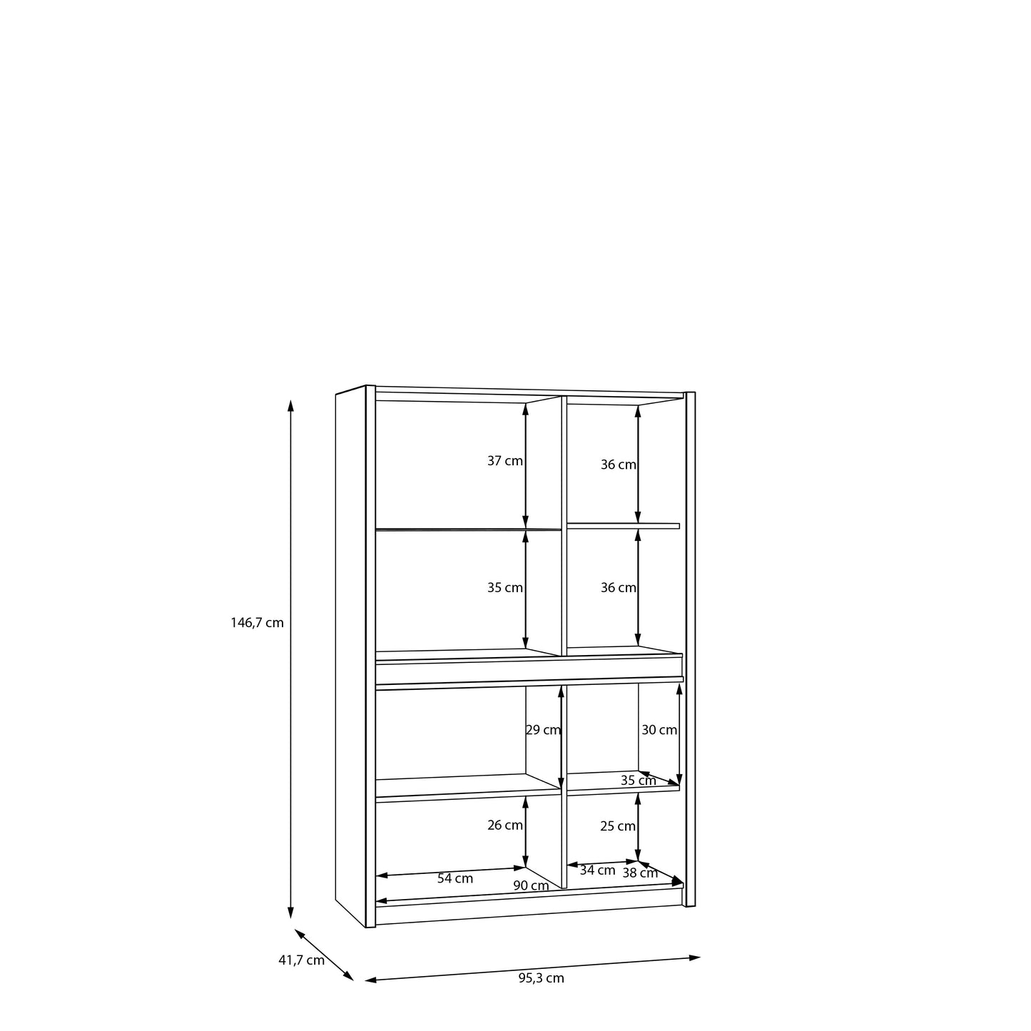 Шафа-вітрина OAK SQUARE Forte 95.3x146.7x41.5 (OSQV421B-M839)