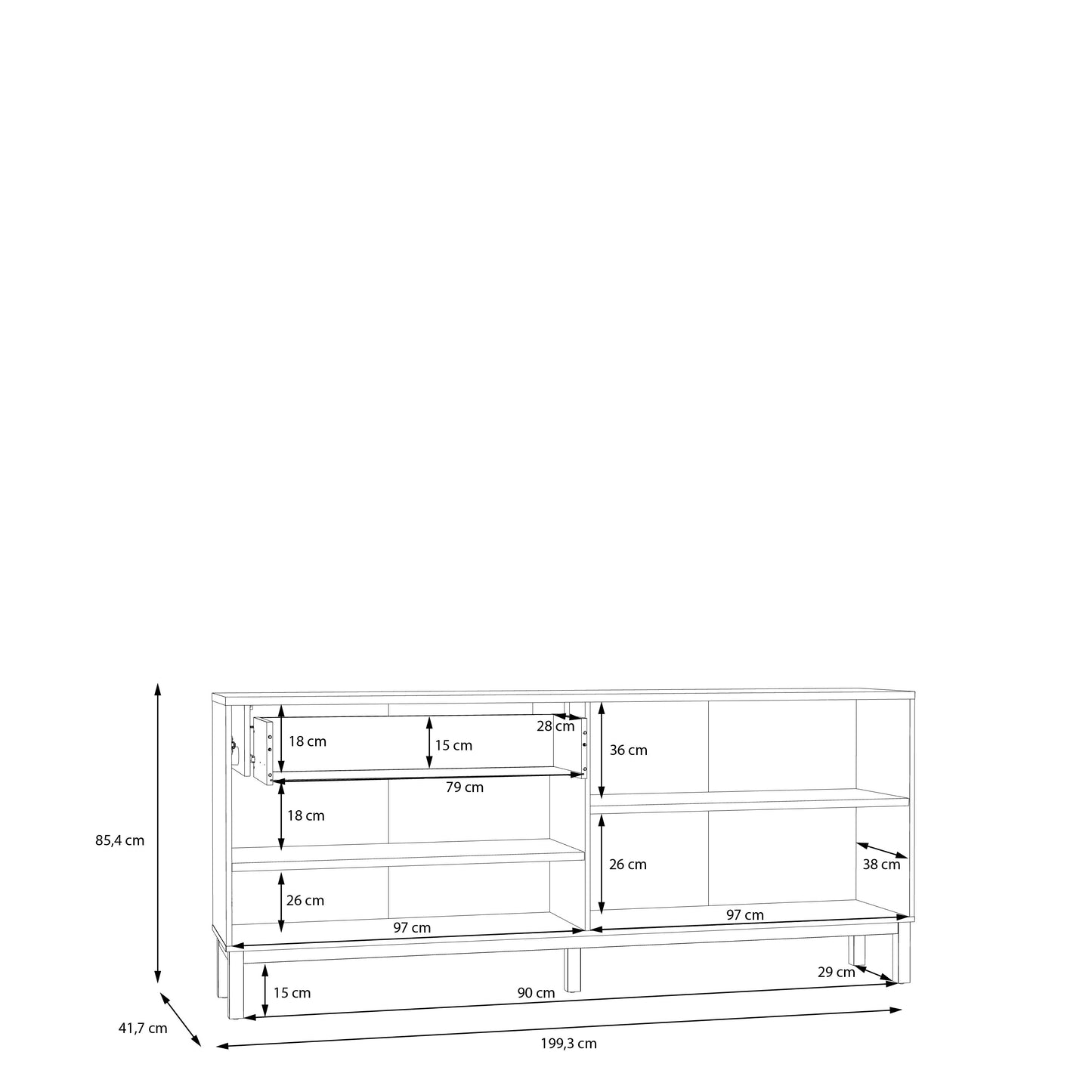 Комод PENKRIGE 2 Forte 199.3x85.4x41.7 (PKDK241-M848)