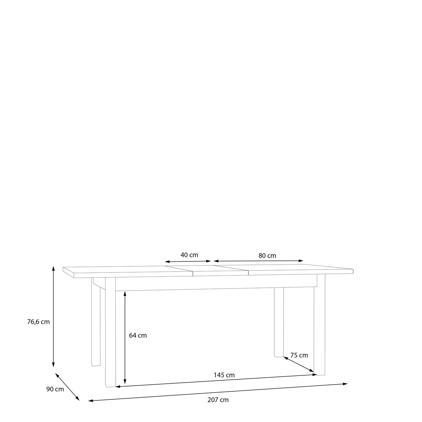 Розкладний стіл PENKRIGE Forte 160.4-207x76.6x90.0 (TBLT7029-M848)