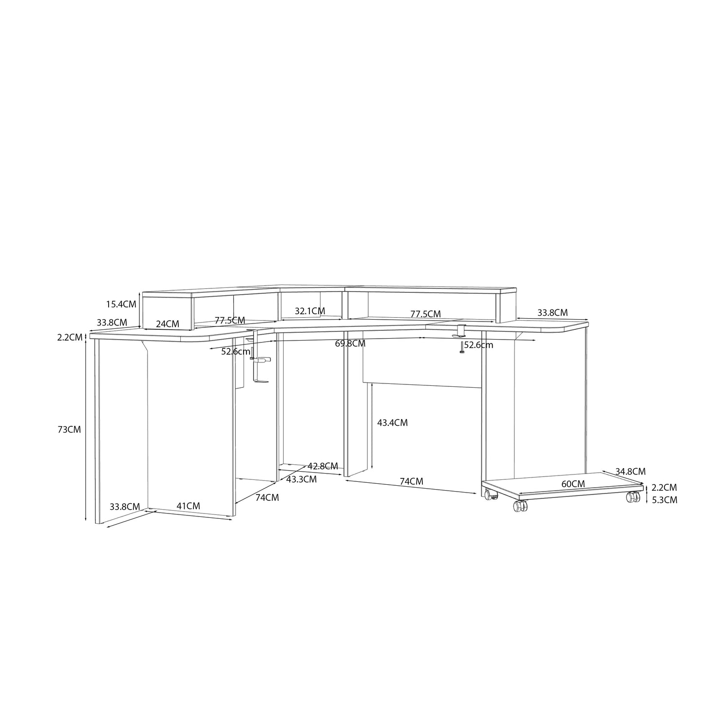 Комп'ютерний стіл з підсвіткою TEZAUR Forte 160x91.1x160 (TZRB222B3-Z113)