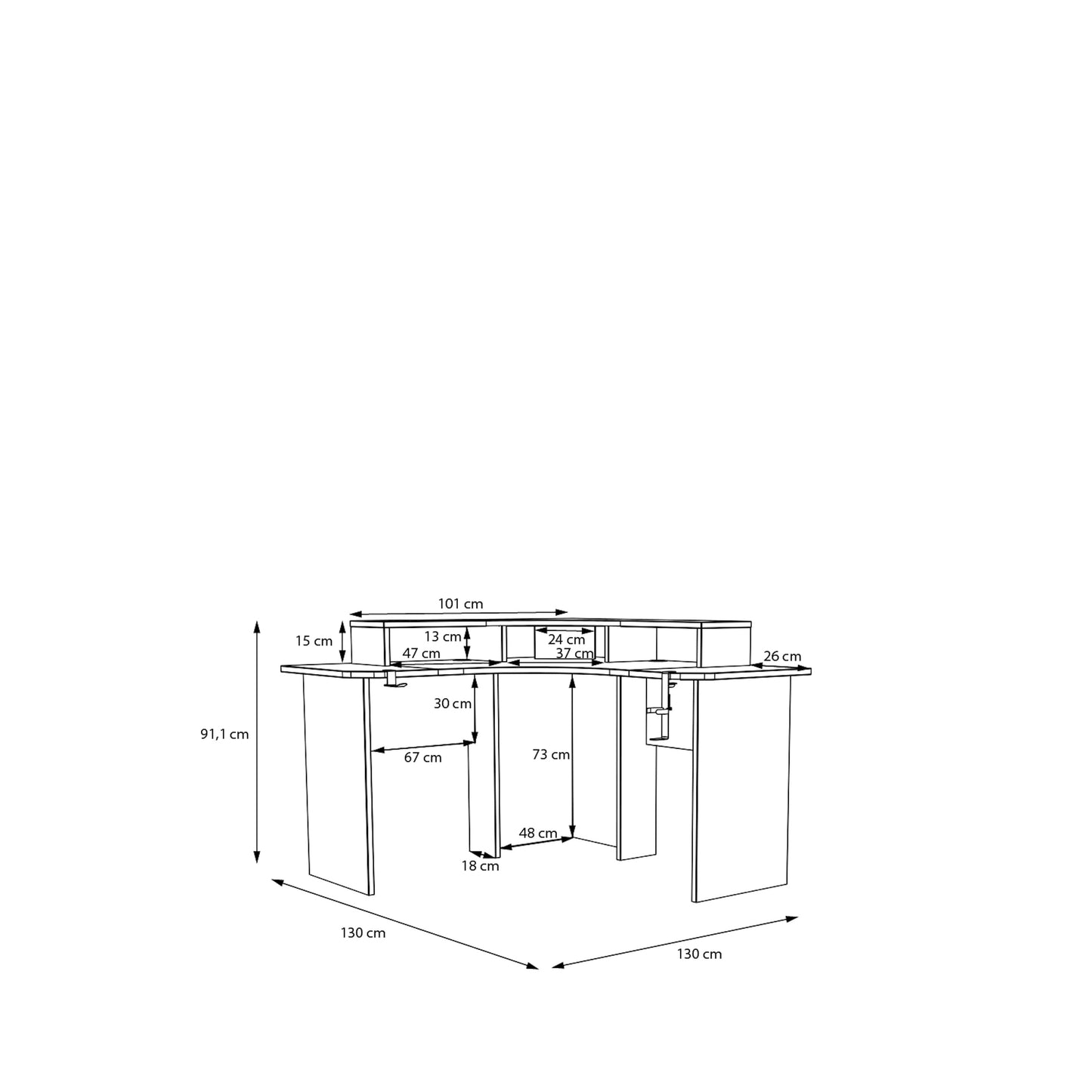 Комп'ютерний стіл з підсвіткою TEZAUR Forte 130x91.1x130 (TZRB234B3-Z113)