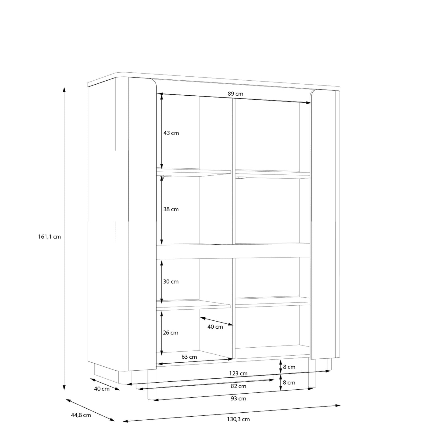 Вітрина VODOL 2 Forte 130.3x161.1x44.8 (VXLV621-M849)